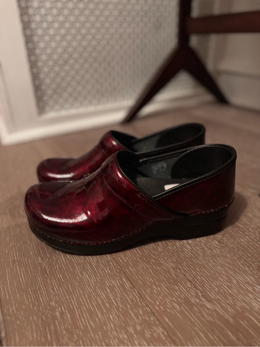 Dansko Clogs Dark Red Patent Leather Women's EU Size 41 US Size 10.5